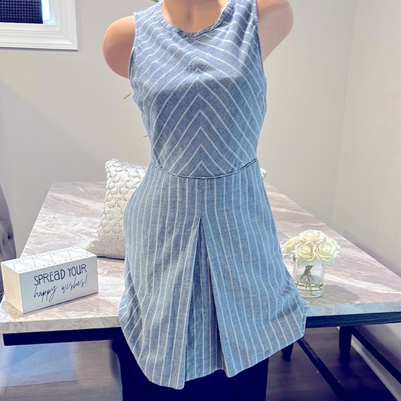 J. Crew Blue chevron peak a boo back and White Striped Midi Dress - Picture 7 of 15